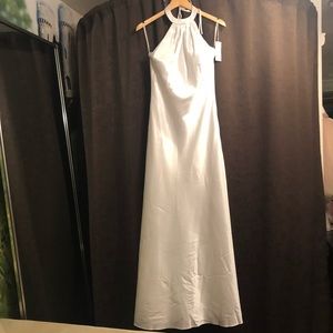 Silky smooth halter top open back dress